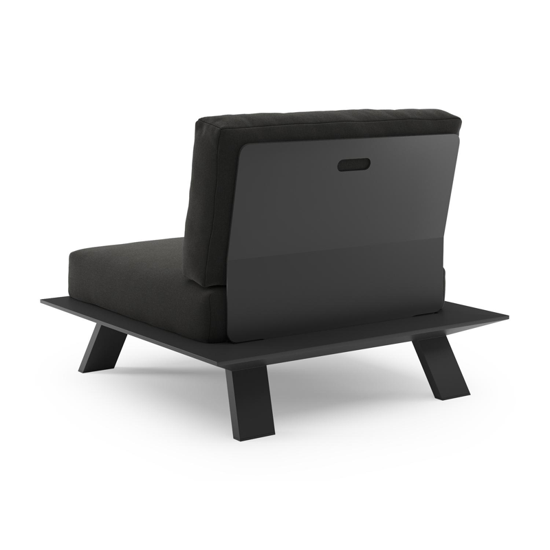 Cesano loungestoel in zwart aluminium met natte sooty all weather Sunbrella® luxe kussen