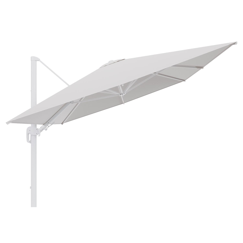 Parasol pendant Rufina avec fonction tilt en aluminium blanc et toile de parasol en All Weather Solica Ego Eggshell  - Lg.1 400 x Lg.2 300 cm (sans pied de parasol