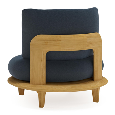 Bomero loungestoel in teak met heritage indigo all weather sunbrella® luxe kussen