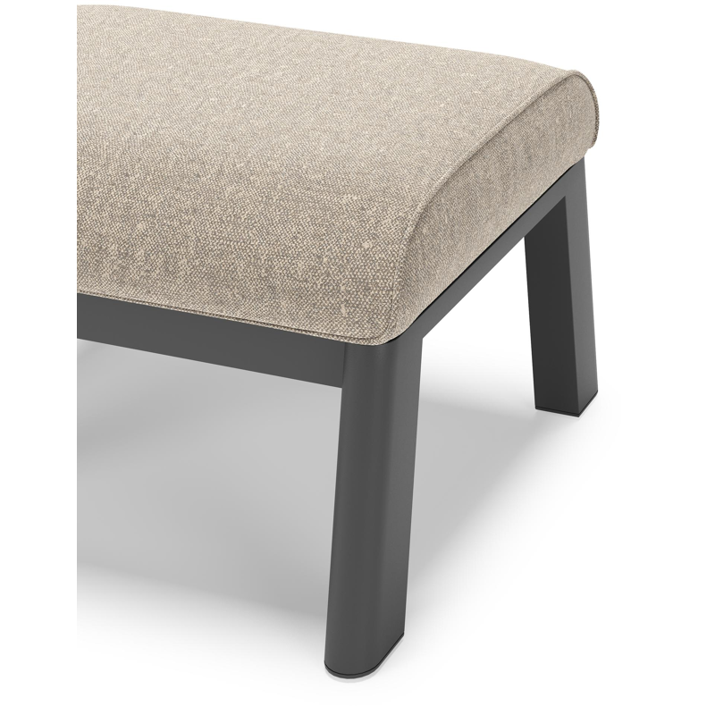 Cirello poef in zwart aluminium met chartres pewter all weather sunbrella® luxe kussen