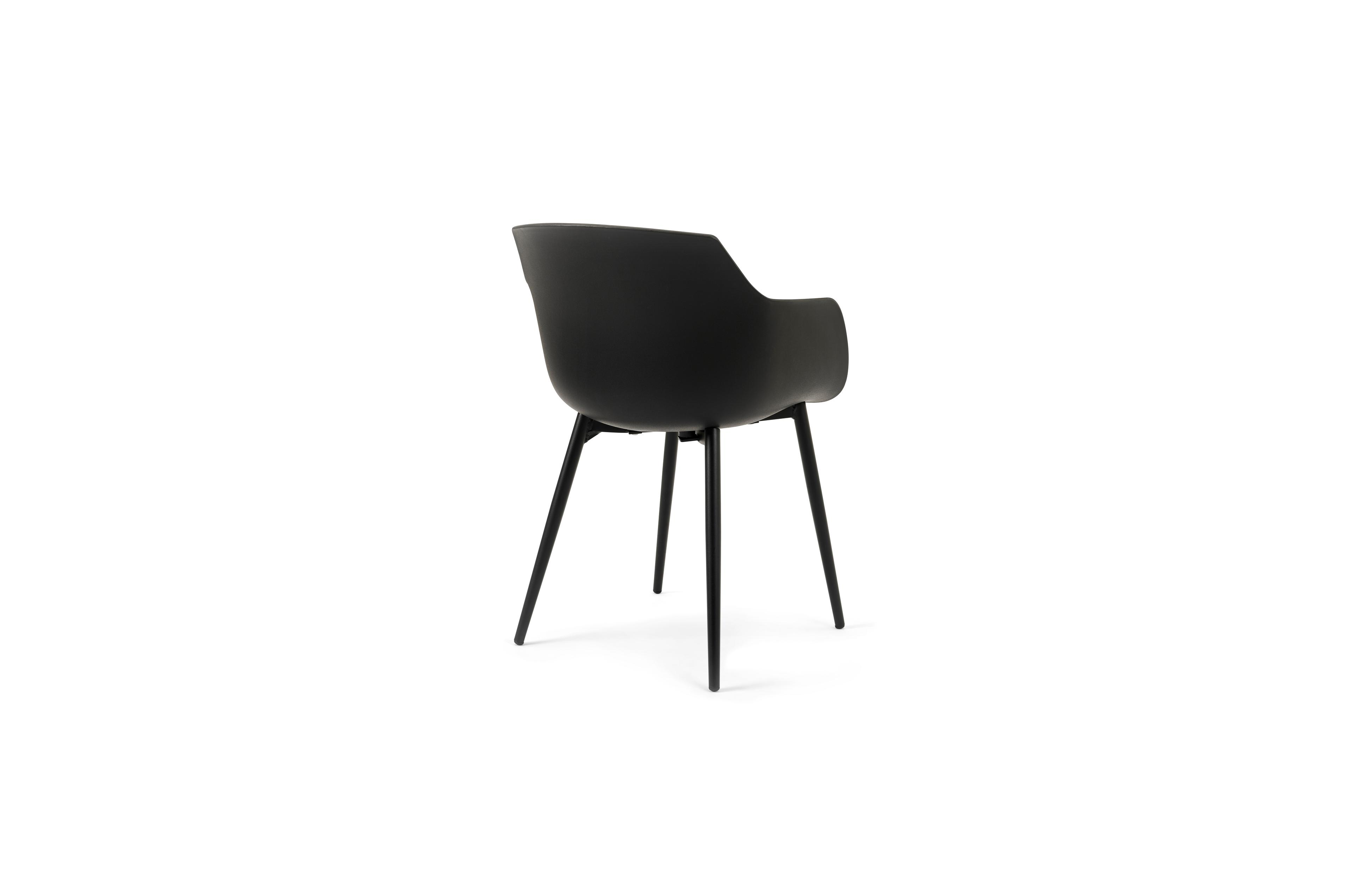 Tora tuinset in zwart aluminium en naturel polywood tafelblad met 4 Paco tuinstoelen