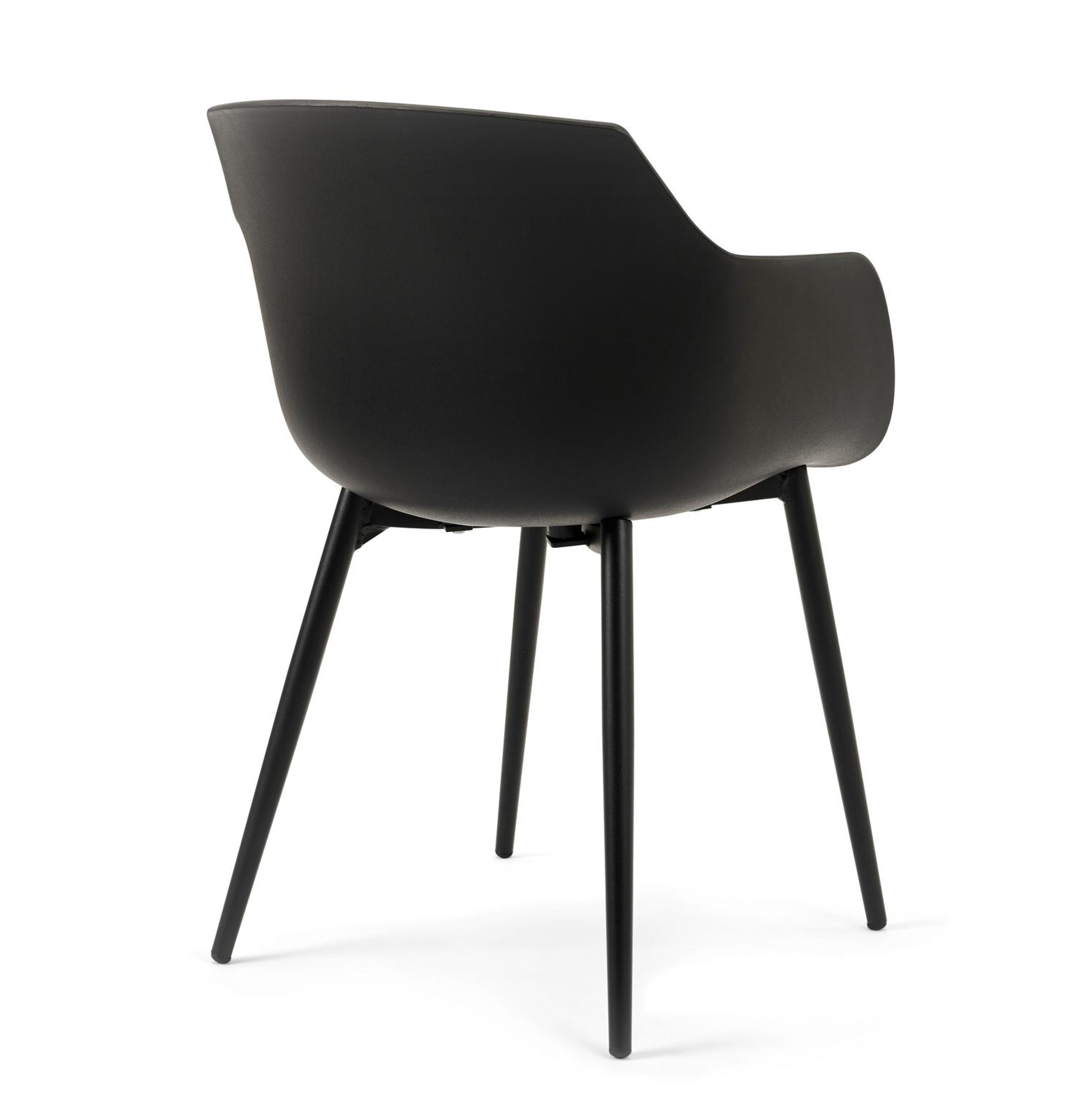 Tora tuinset in zwart aluminium en naturel polywood tafelblad met 4 Paco tuinstoelen