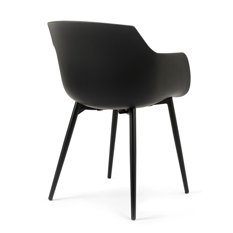 Bahia tuinset rechthoekig in zwart aluminium en sintered stone zwart met 6 Paco tuinstoelen