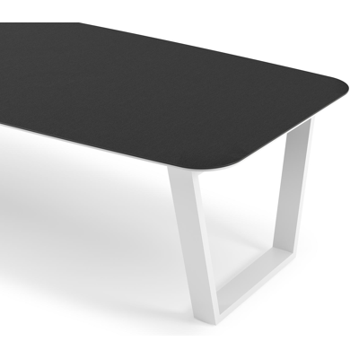 Pagino tuintafel bootvorm in wit aluminium en volkeramiek Nero Black - L 315 x B 115 x H 73 cm