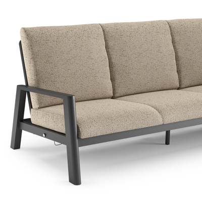 Salon de jardin Cirello en aluminium noir et coussins en all weather cosytica bora jungle