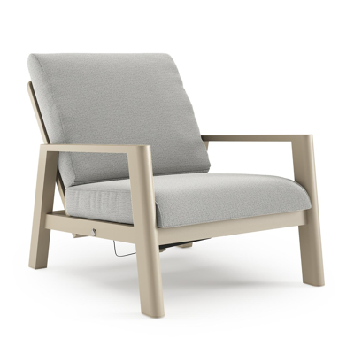 Cirello loungestoel in beige aluminium met savane nimbus all weather sunbrella® luxe kussen