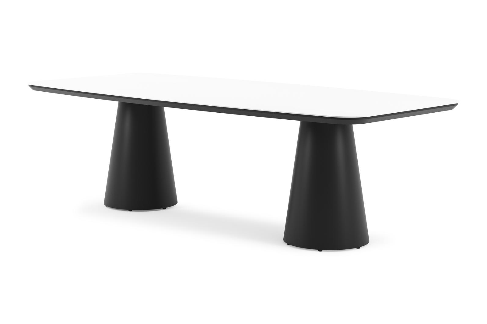 Donato tuintafel bootvorm in zwart aluminium en volkeramiek Arctic White - L 255 x B 115 x H 73 cm