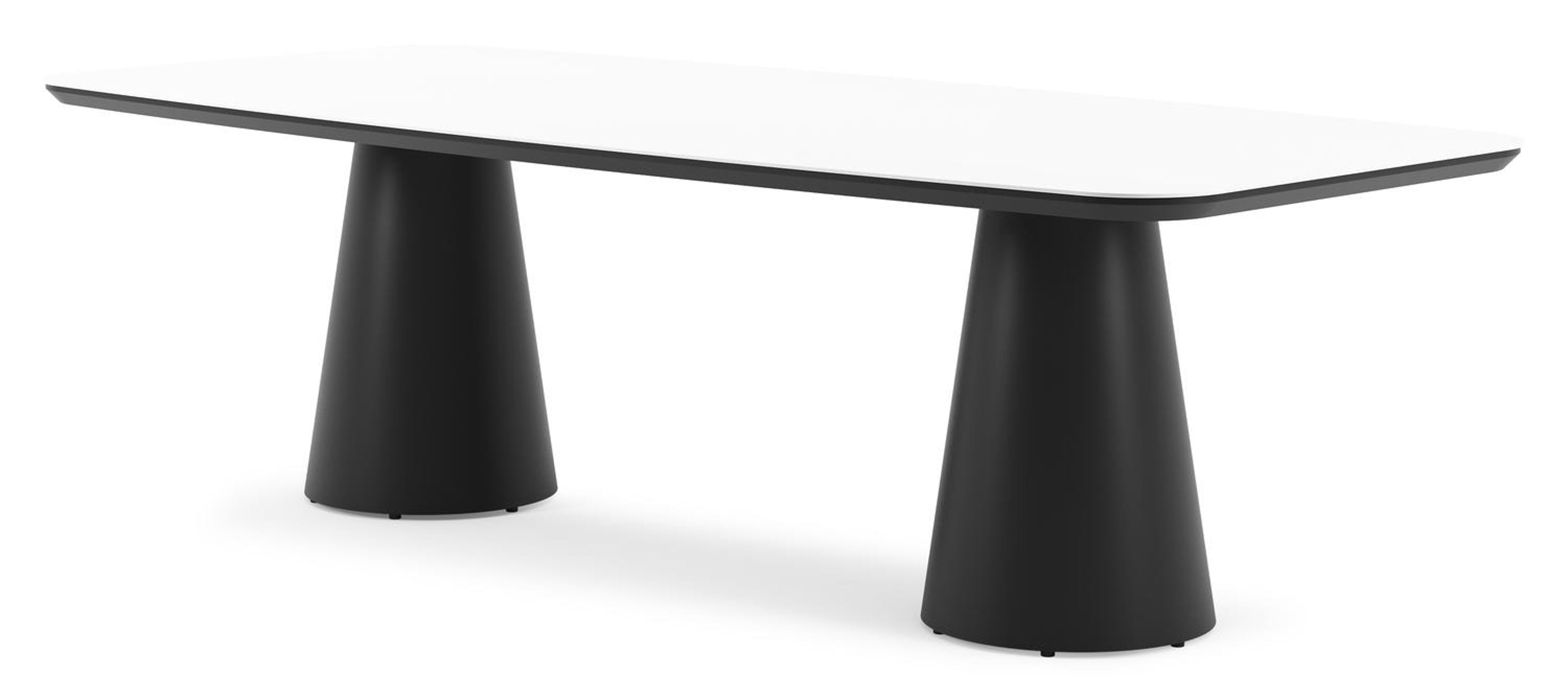 Donato tuintafel bootvorm in zwart aluminium en volkeramiek Arctic White - L 255 x B 115 x H 73 cm