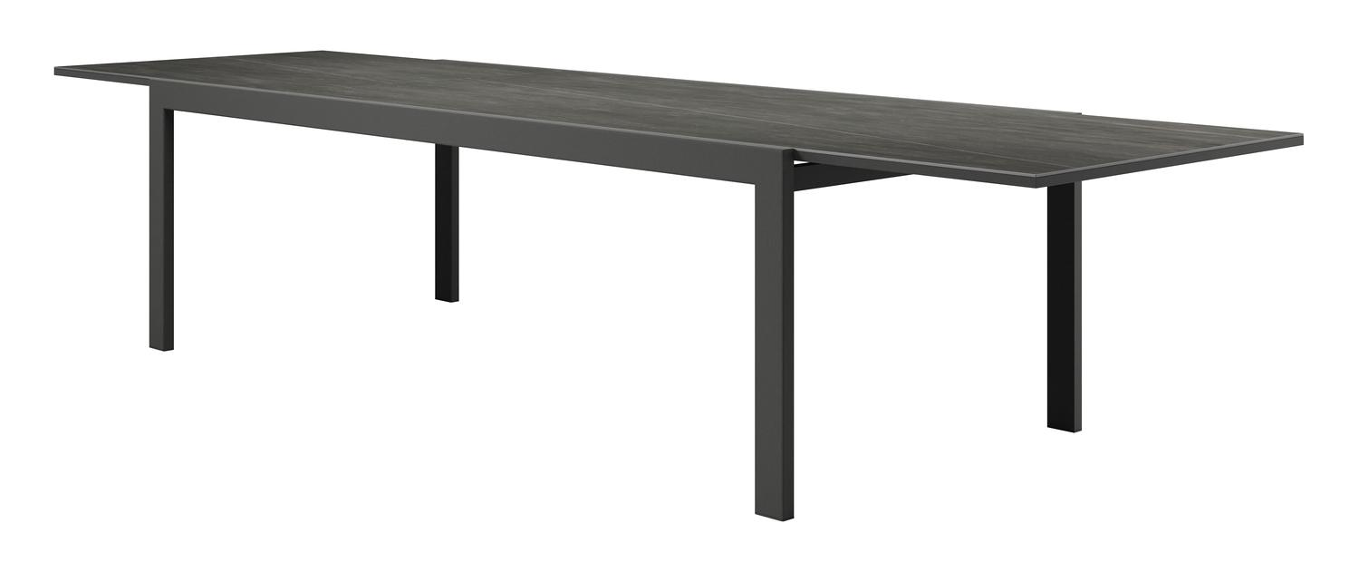 Como (Finato) verlengbare tuintafel in zwart aluminium en volkeramiek zwart - L 240/360 x B 107 x H 76 cm