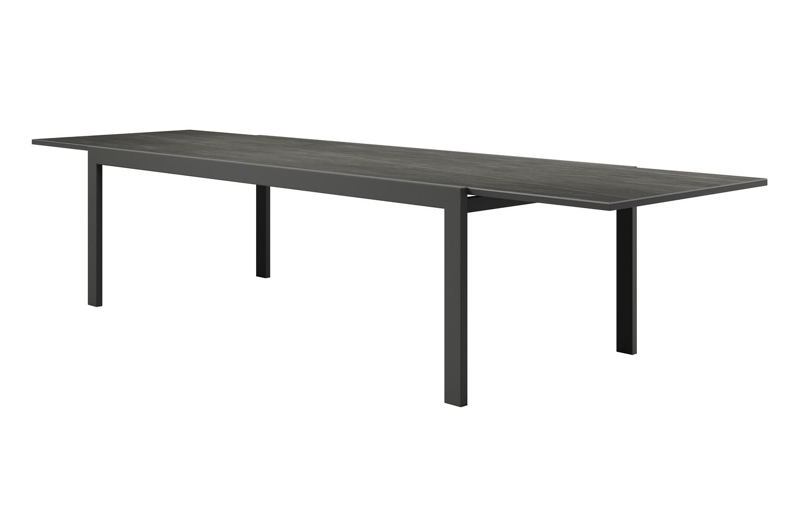 Como (Finato) verlengbare tuintafel in zwart aluminium en volkeramiek zwart - L 240/360 x B 107 x H 76 cm
