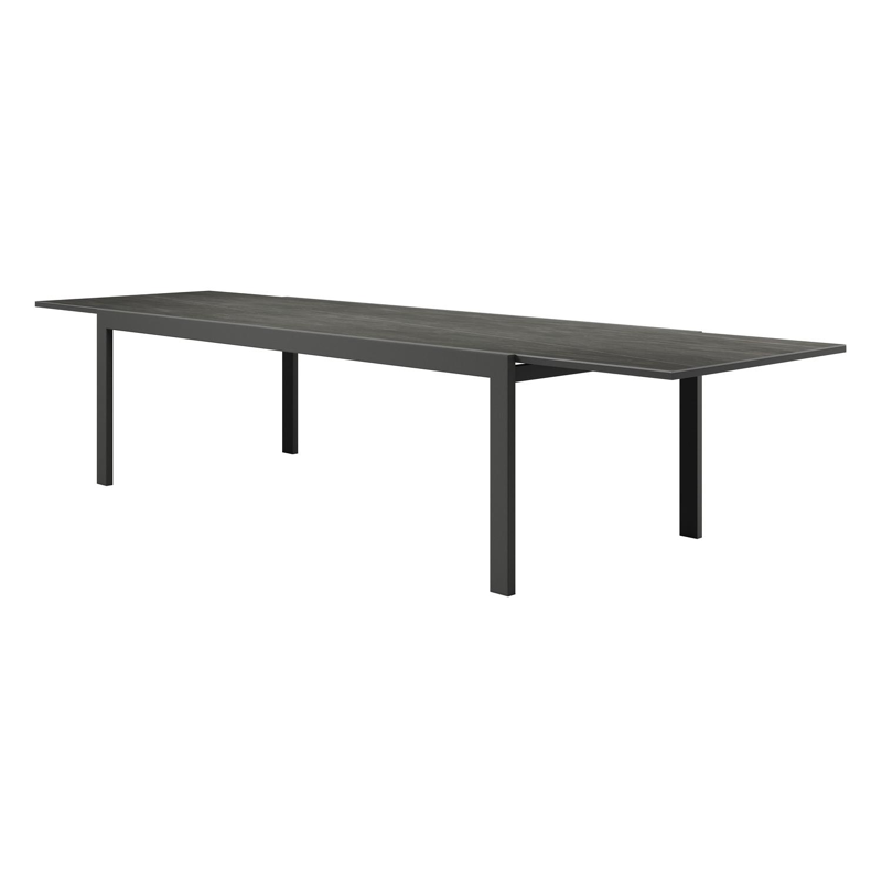 Como (Finato) verlengbare tuintafel in zwart aluminium en volkeramiek zwart - L 240/360 x B 107 x H 76 cm
