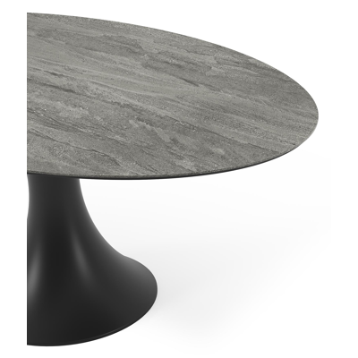 Fano tuintafel ovaal in zwart aluminium en volkeramiek aspen grey - L 180 x B 110 x H 75 cm
