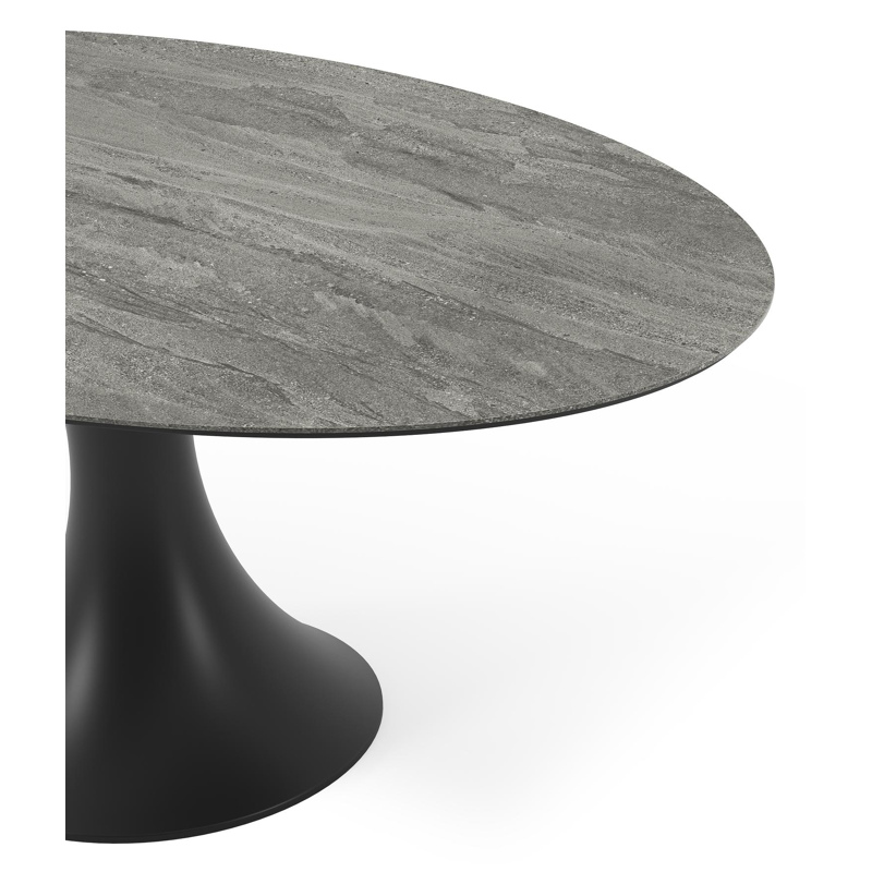 Fano tuintafel ovaal in zwart aluminium en volkeramiek aspen grey - L 180 x B 110 x H 75 cm