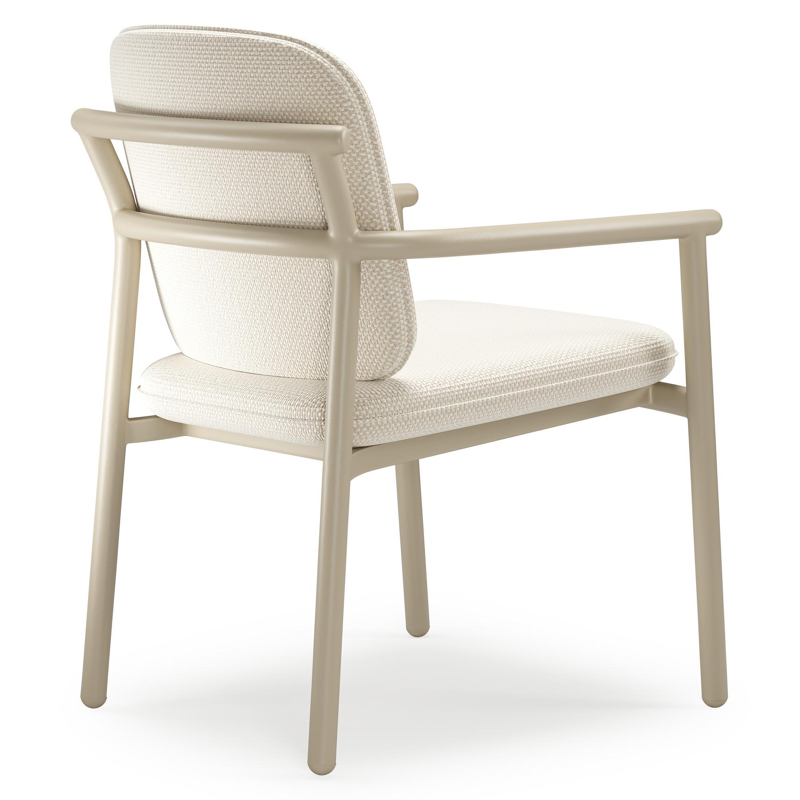 Bono stapelbare tuinstoel in beige aluminium met stoelkussen in All Weather Cosytica Althea Off White