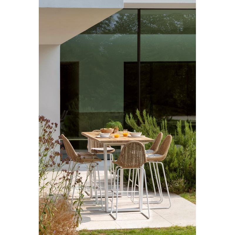 Pagino tuinstoel in wit aluminium en koffie wicker