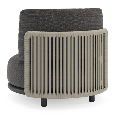 Lomano loungestoel in zwart aluminium en beige verticaal geweven luxe vlakke rope met Firenze Tunder all weather solica