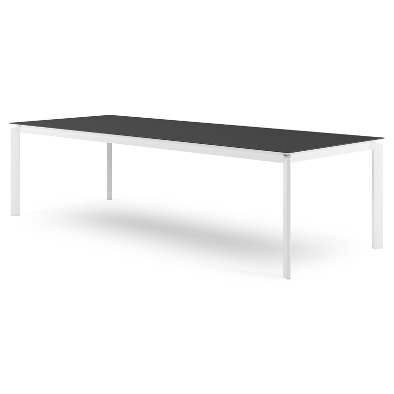 Cirello tuintafel rechthoekig in wit aluminium en volkeramiek Nero Black - L 280 x B 110 x H 75 cm