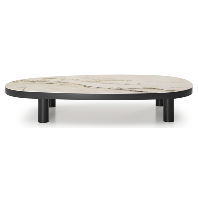 Donato loungetafel in zwart aluminium en colorado dunes volkeramiek - L 151 x B 90 x H 25 cm