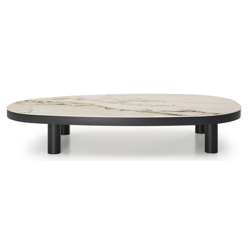 Donato loungetafel in zwart aluminium en colorado dunes volkeramiek - L 151 x B 90 x H 25 cm