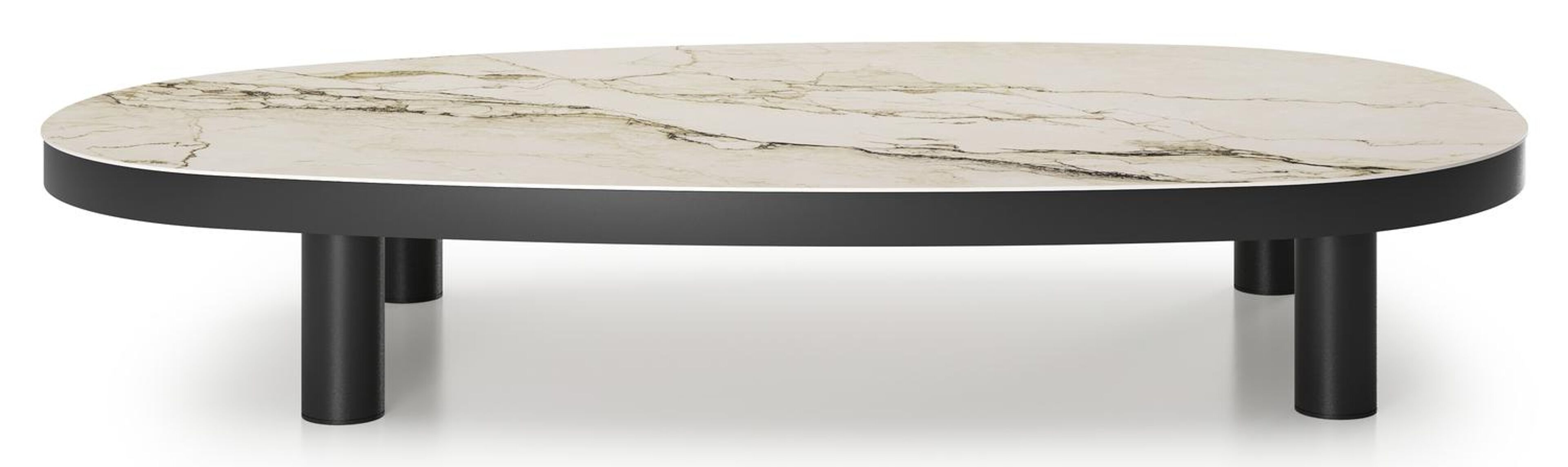 Donato loungetafel in zwart aluminium en colorado dunes volkeramiek - L 151 x B 90 x H 25 cm