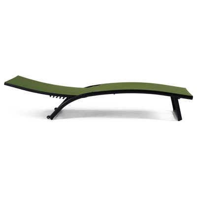 Ensemble de 2 chaises longues réglables Calvia en aluminium noir avec textilène vert