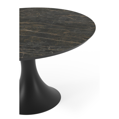Table de jardin Fano en aluminium noir et céramique pleine black obsession - Dia. 130 x H 75 cm