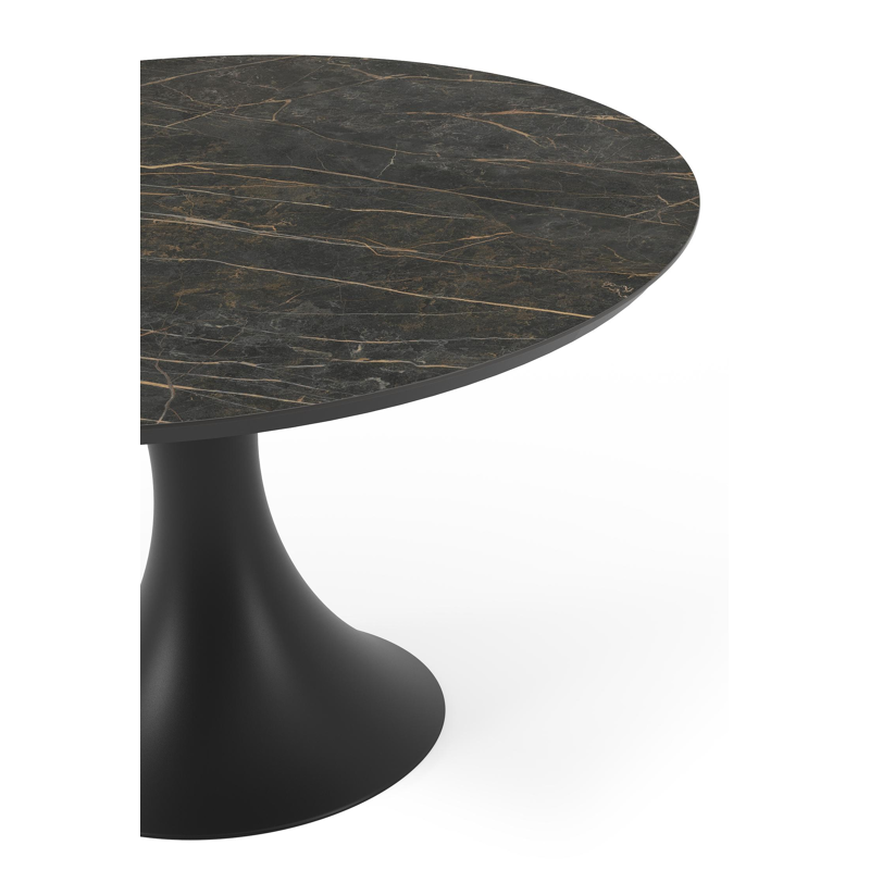 Fano tuintafel in zwart aluminium en volkeramiek black obsession - Dia. 130 x H 75 cm