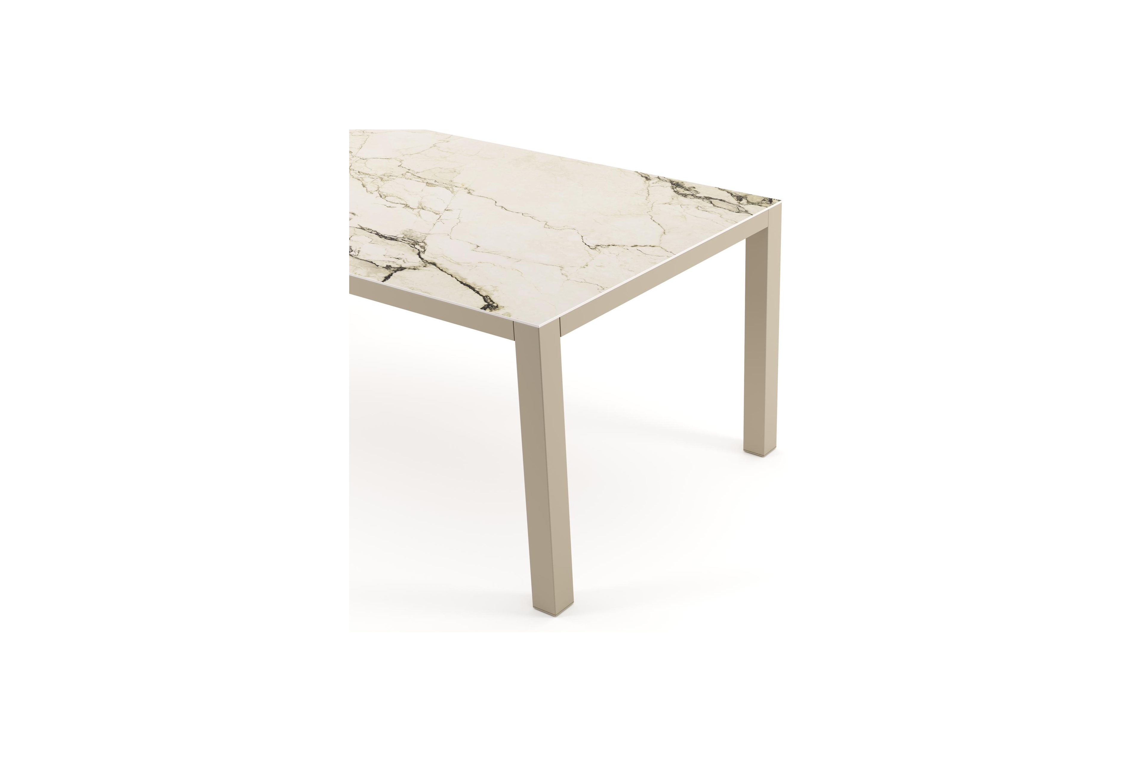 Como tuintafel rechthoekig in beige aluminium en volkeramiek Colorado Dunes - L 200 x B 100 x H 73 cm