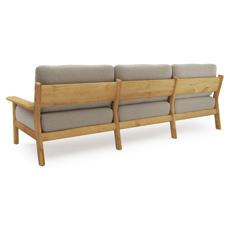 Canapé de jardin Amaro en teck et coussins en all weather cosytica catania beige