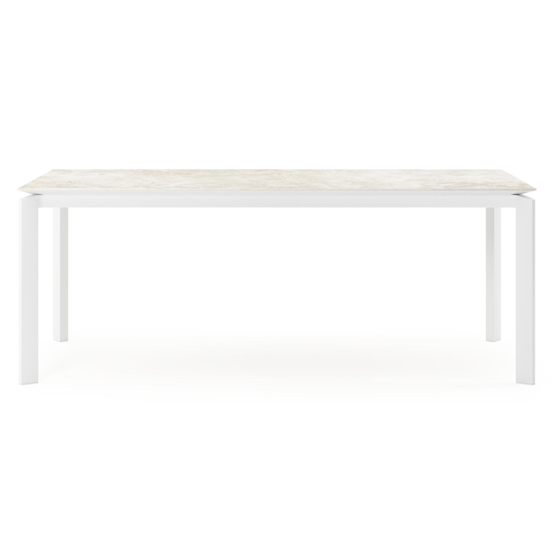 Table de jardin rectangulaire Cirello en aluminium blanc et céramique pleine Rapolano Lg. 200 x Lrg. 100 cm