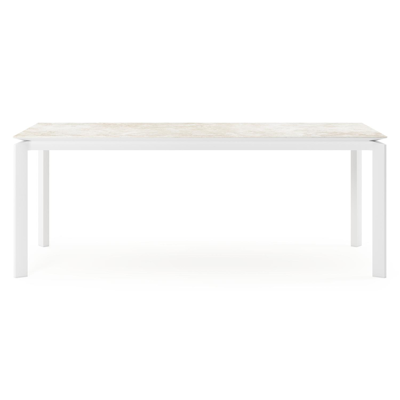 Cirello tuintafel rechthoekig in wit aluminium en volkeramiek Rapolano L 200 x B 100 cm
