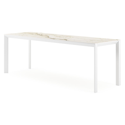 Malito tuintafel rechthoekig in wit aluminium en volkeramiek colorado dunes - L 220 x B 70 x H 75 cm
