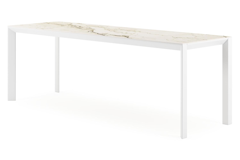 Malito tuintafel rechthoekig in wit aluminium en volkeramiek colorado dunes - L 220 x B 70 x H 75 cm