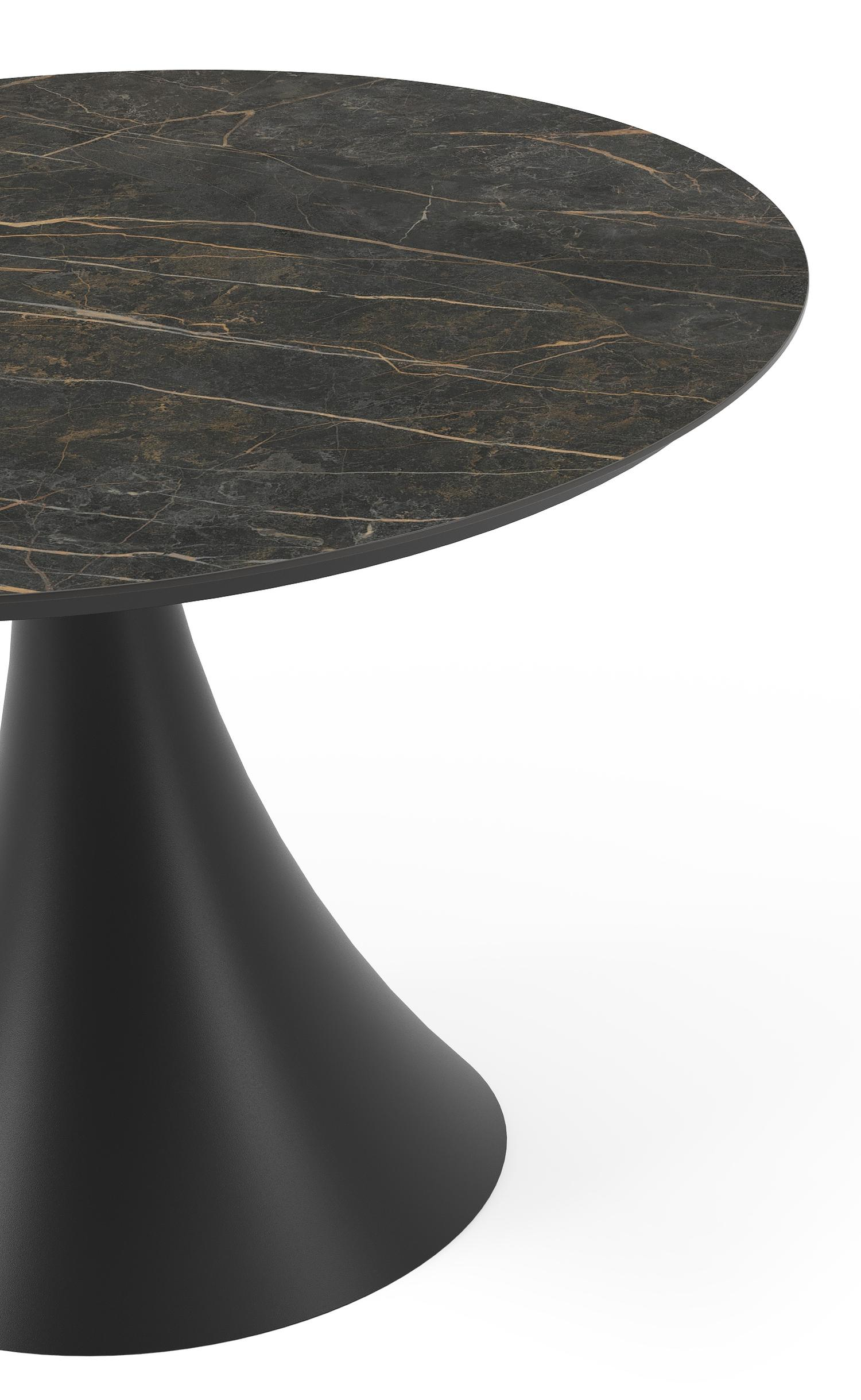 Fano tuintafel in zwart aluminium en volkeramiek black obsession - Dia. 110 x H 75 cm