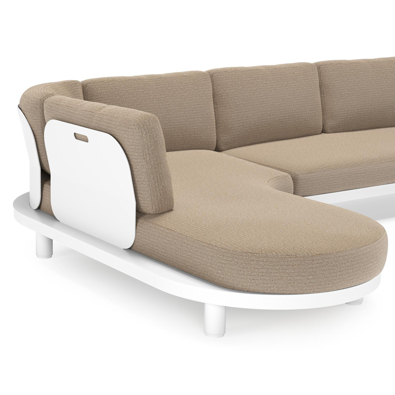 Salon de jardin d'angle Donato en aluminium blanc et coussins en all weather solica Firenze Earth