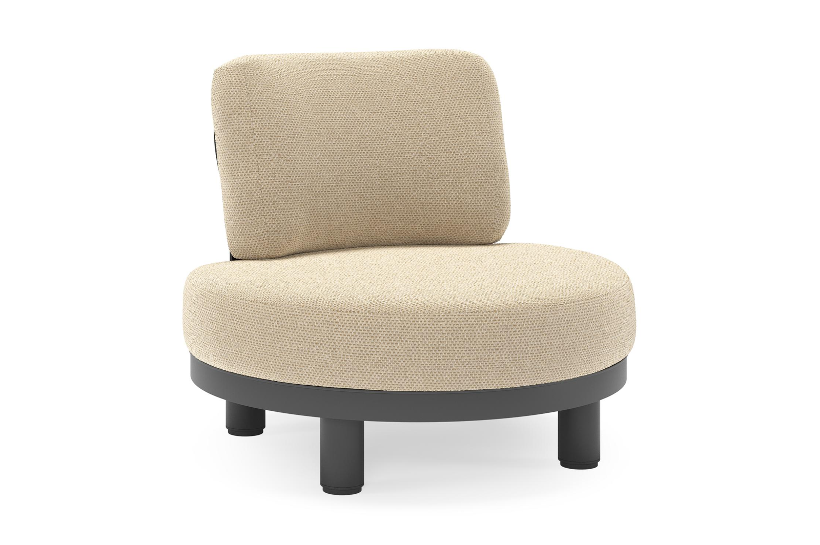 Donato loungestoel in zwart aluminium met all weather cosytica Althea Camel kussen