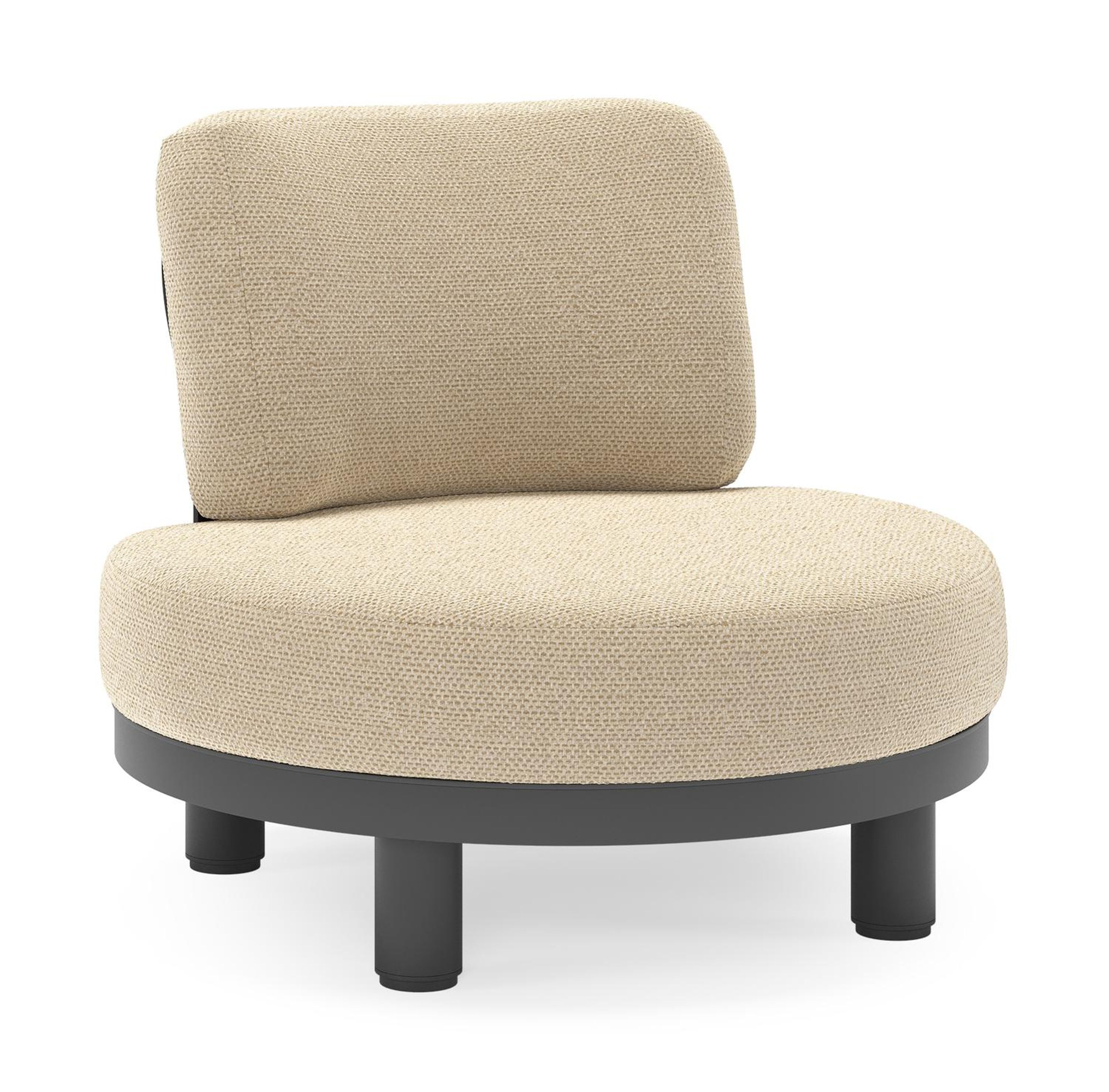 Donato loungestoel in zwart aluminium met all weather cosytica Althea Camel kussen