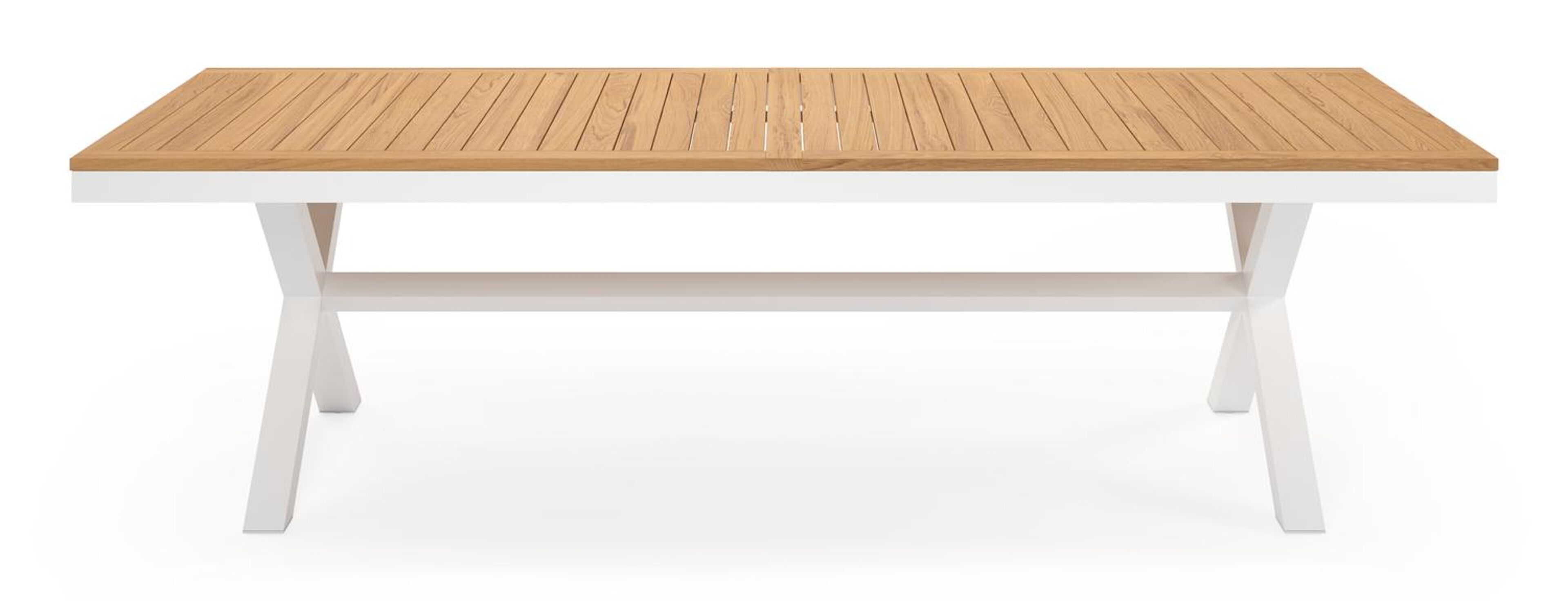 Reza tuintafel rechthoekig in wit aluminium en teak - L 270 x B 100 x H 73,5 cm