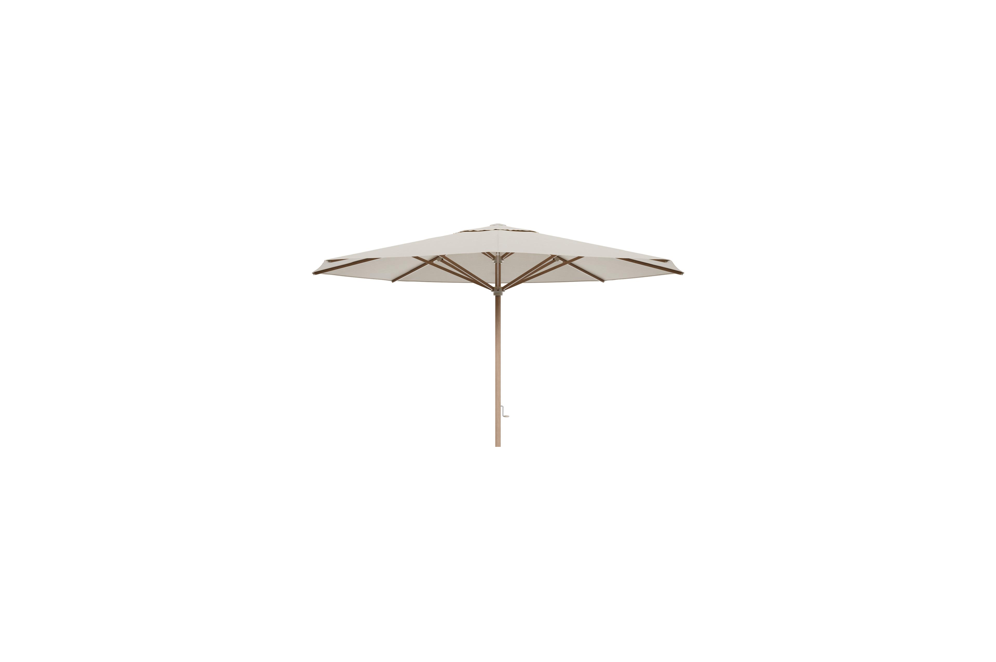 Solino staanparasol in aluminium houtlook met beige all weather sunbrella® premium parasoldoek - Dia. 400 cm (zonder voet)