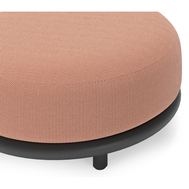 Lomano poef in zwart aluminium en beige verticaal geweven luxe vlakke rope met Lopi Fawn all weather sunbrella® luxe