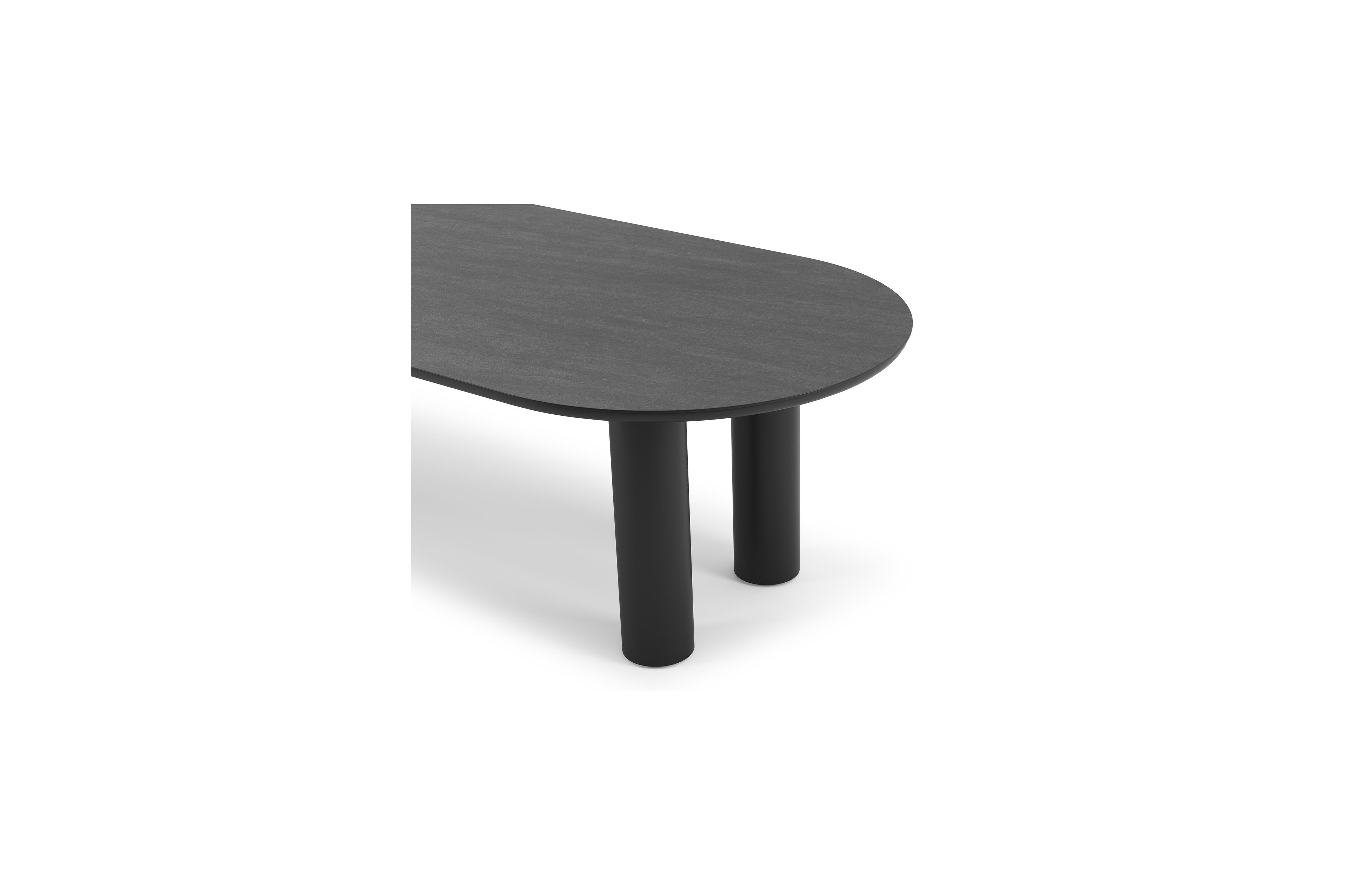 Organo tuintafel ovaal in zwart aluminium en volkeramiek  basalt black - L 300 x B 110 x H 74 cm