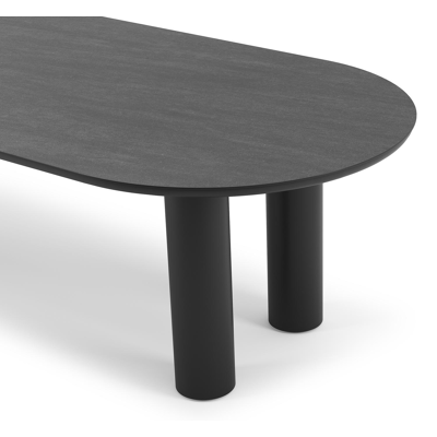 Organo tuintafel ovaal in zwart aluminium en volkeramiek  basalt black - L 300 x B 110 x H 74 cm