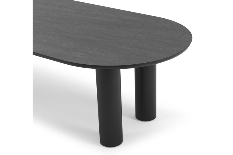 Organo tuintafel ovaal in zwart aluminium en volkeramiek  basalt black - L 300 x B 110 x H 74 cm
