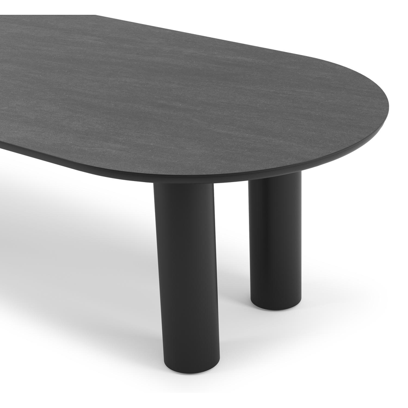 Organo tuintafel ovaal in zwart aluminium en volkeramiek  basalt black - L 300 x B 110 x H 74 cm