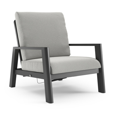 Cirello loungestoel in zwart aluminium met savane nimbus all weather sunbrella® luxe kussen