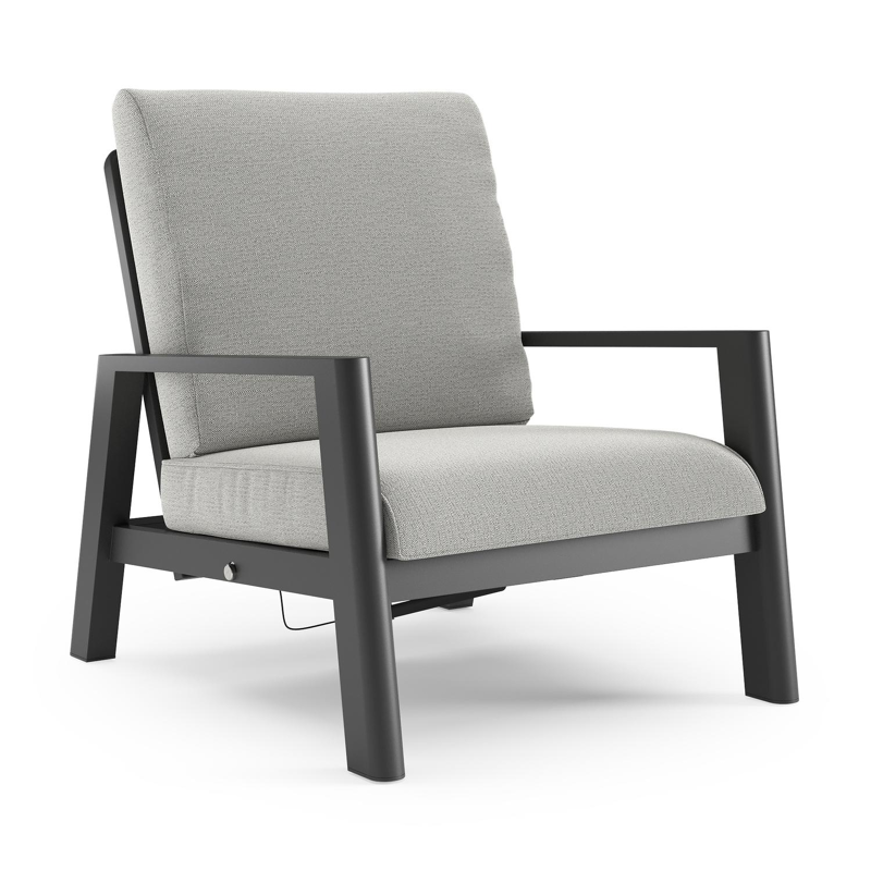 Cirello loungestoel in zwart aluminium met savane nimbus all weather sunbrella® luxe kussen