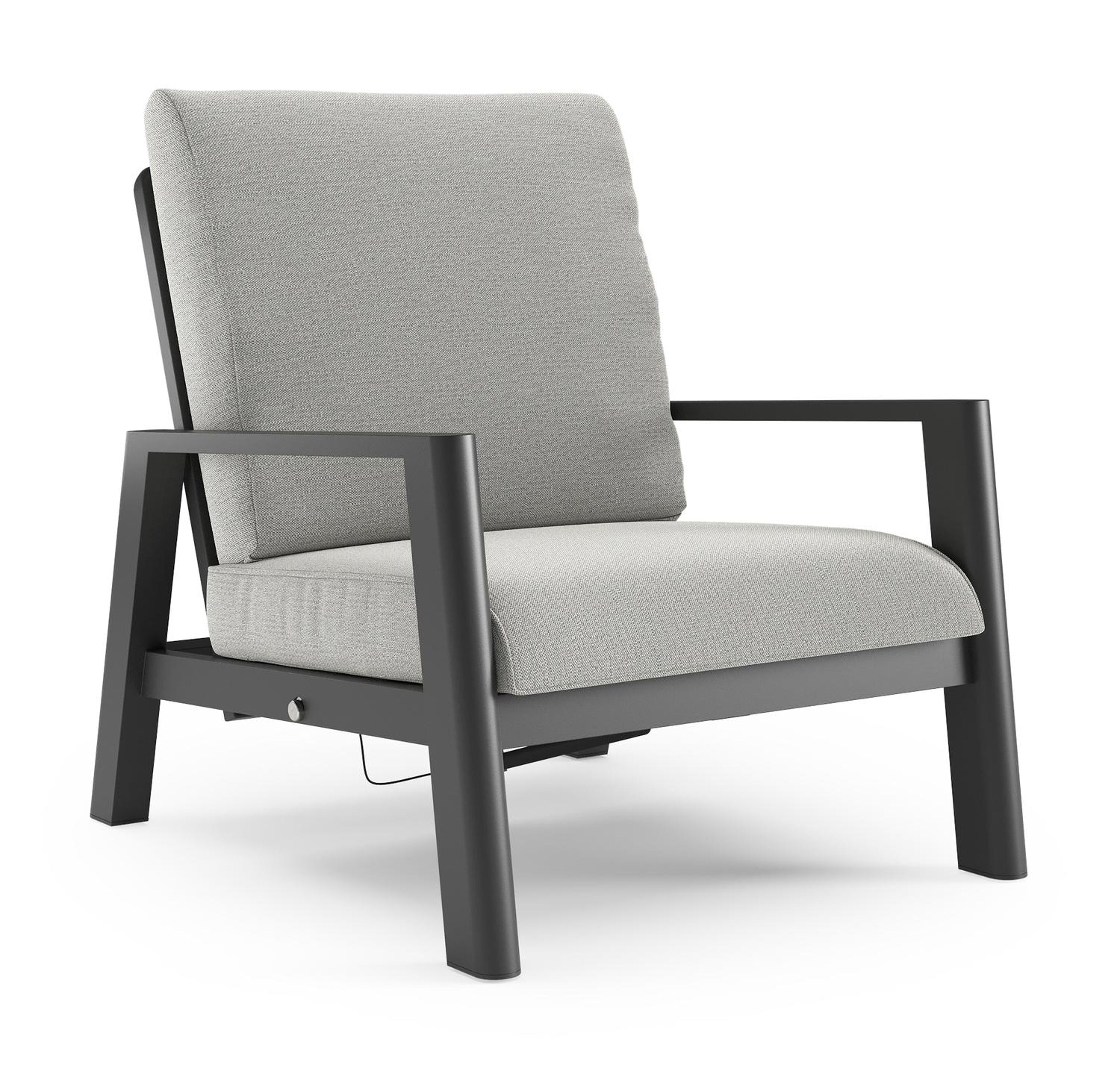 Cirello loungestoel in zwart aluminium met savane nimbus all weather sunbrella® luxe kussen