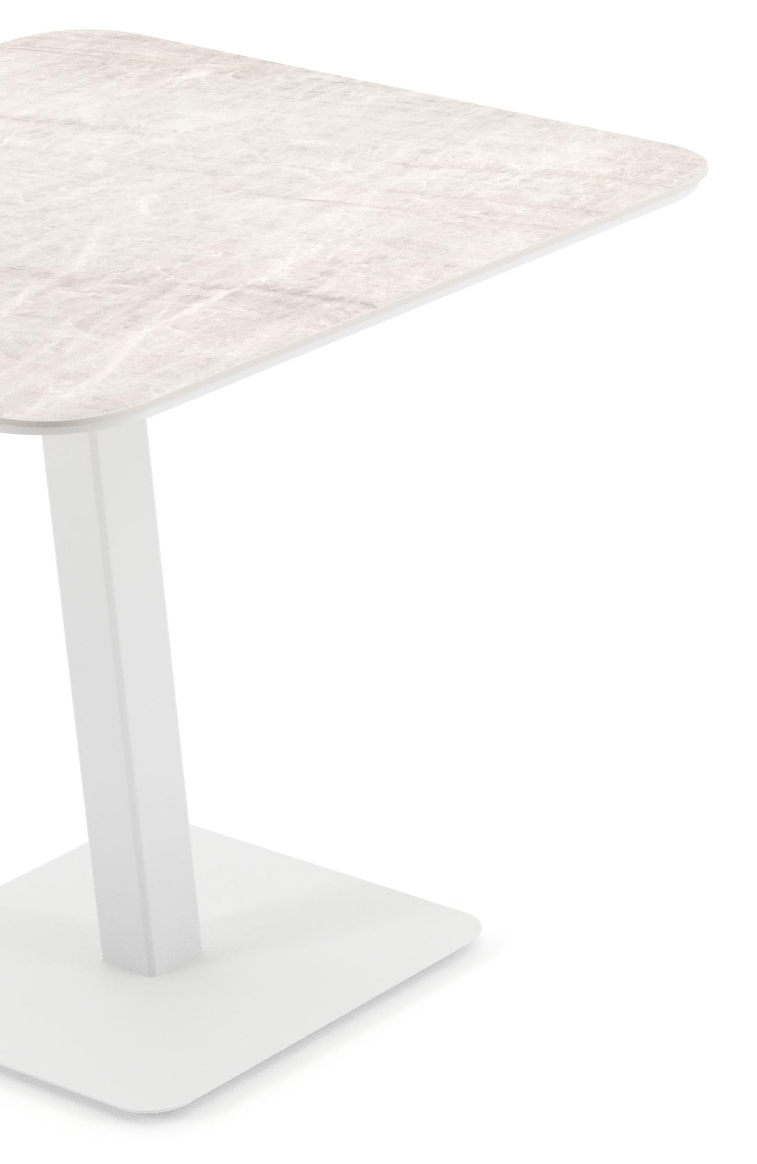 Fano tuintafel afgerond vierkant in wit aluminium en volkeramiek Taj Mahal - L 80 x B 80 x H 72.5 cm