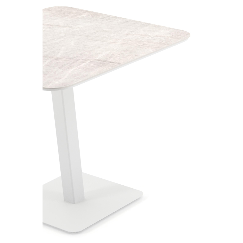 Fano tuintafel afgerond vierkant in wit aluminium en volkeramiek Taj Mahal - L 80 x B 80 x H 72.5 cm