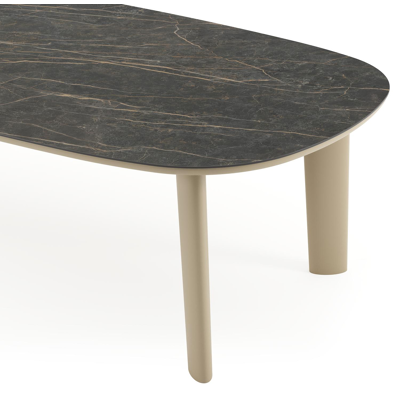 Amico tuintafel bombo in beige aluminium en volkeramiek Black Obsession - L 270 x B 125 x H 73.5 cm